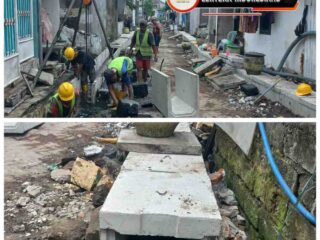Proyek Paving dan Saluran di Tambak Pring Sarat Penyimpangan (1), Pemasangan U-Ditch Terkesan Asal-asalan 