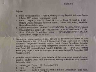 Laporan Dugaan Pengabaian Perintah Pejabat, Polda Jatim Mulai Periksa Saksi